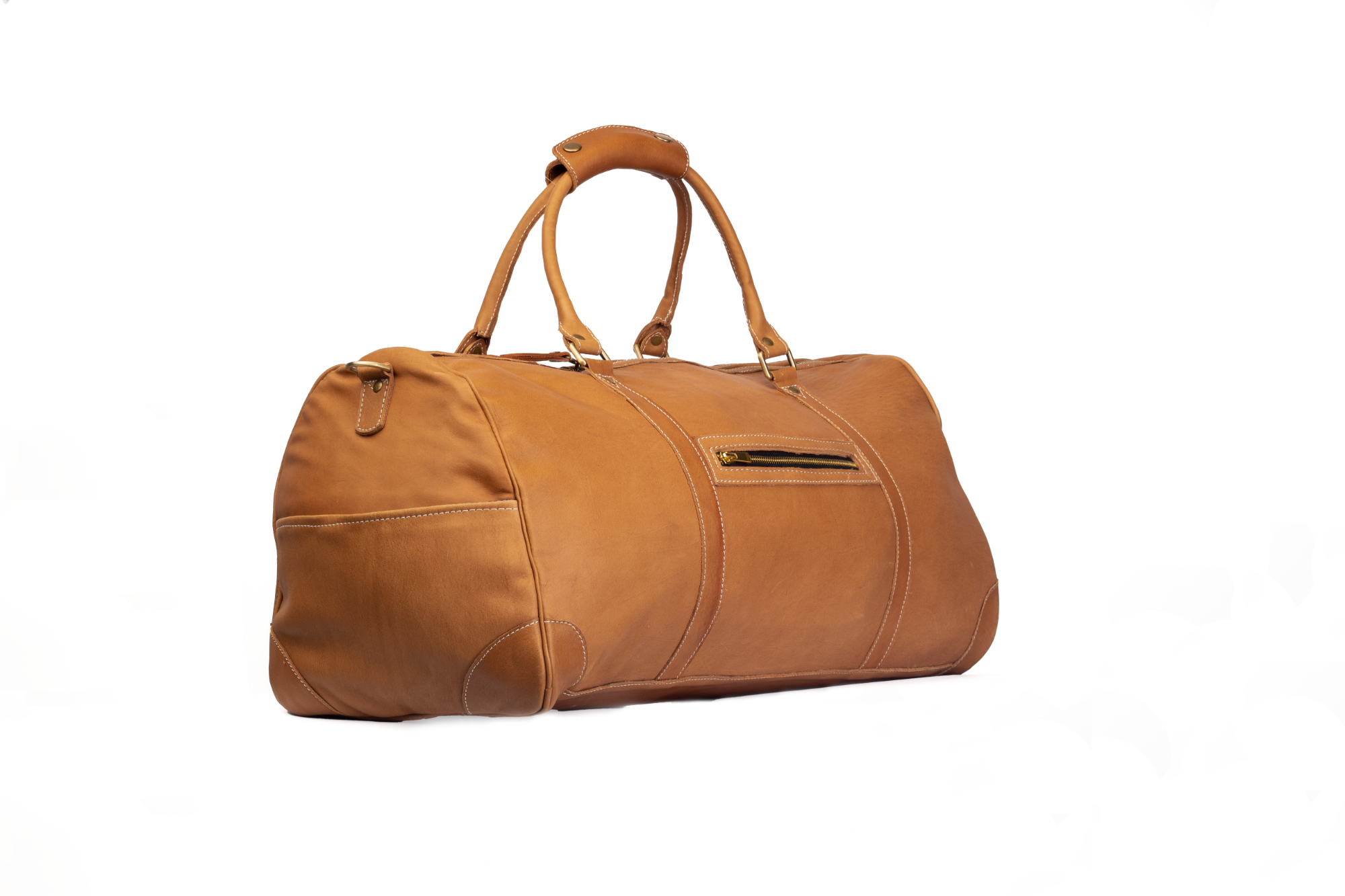 Ulendo Duffle Bag in Tan/Blue - Handcrafted Leather Travel Gear